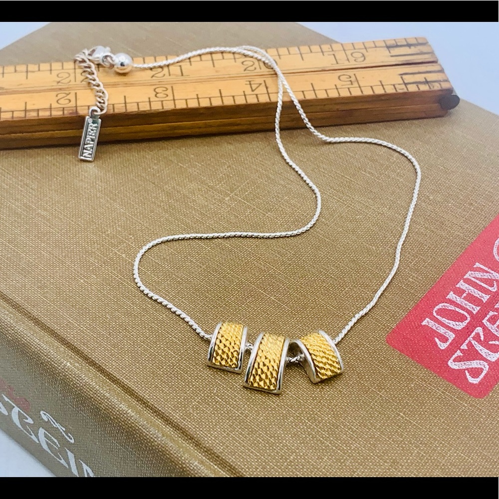 NAPIER choker necklace simple two tone gold silver